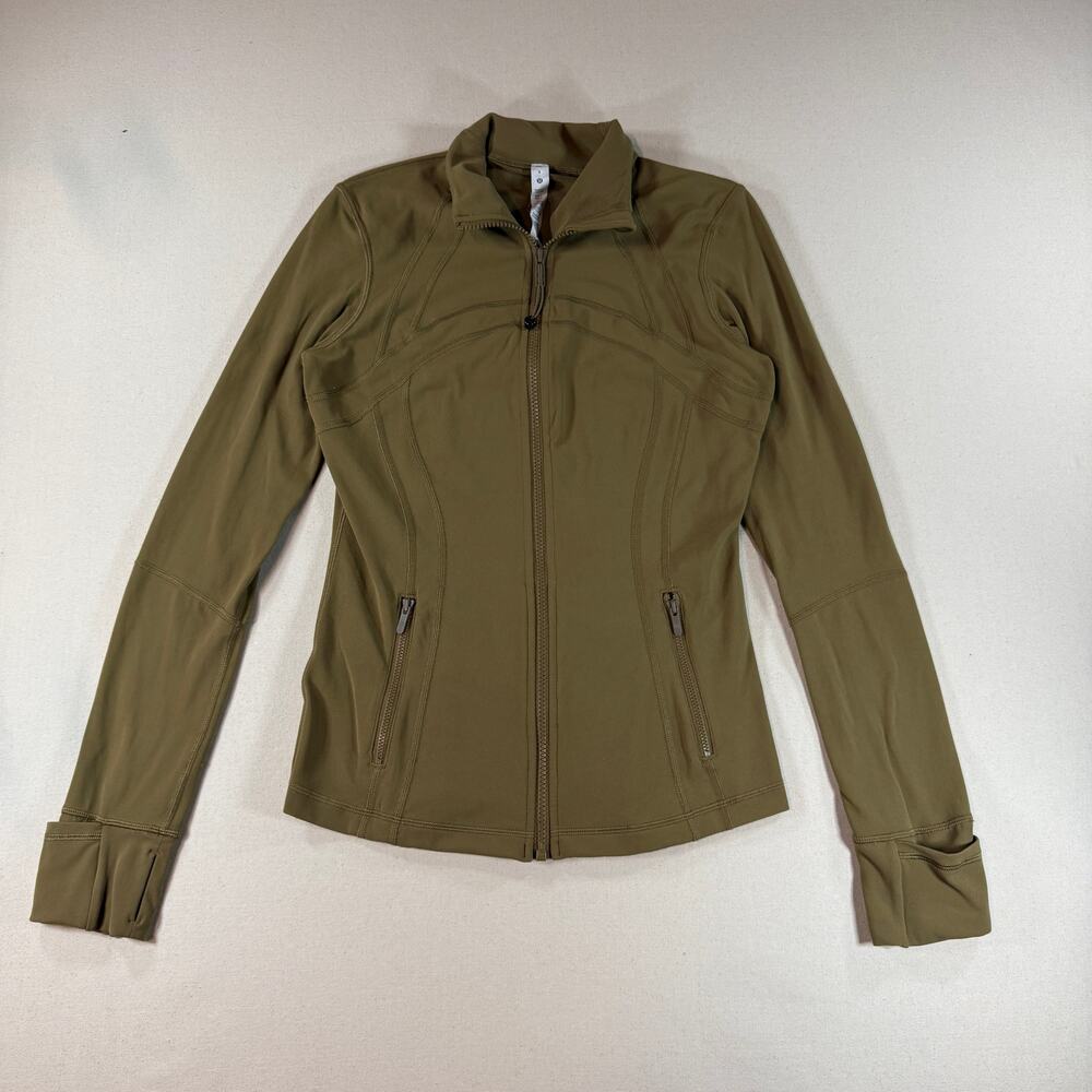 Lululemon Define Jacket Size 8 Olive Green Brown Full Zip Activewear